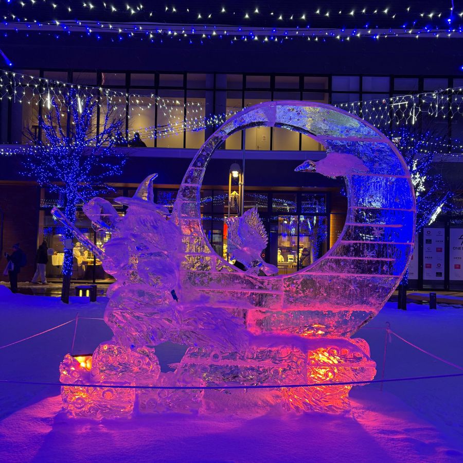 Large ice sculpture display at Asahikawa winter festival