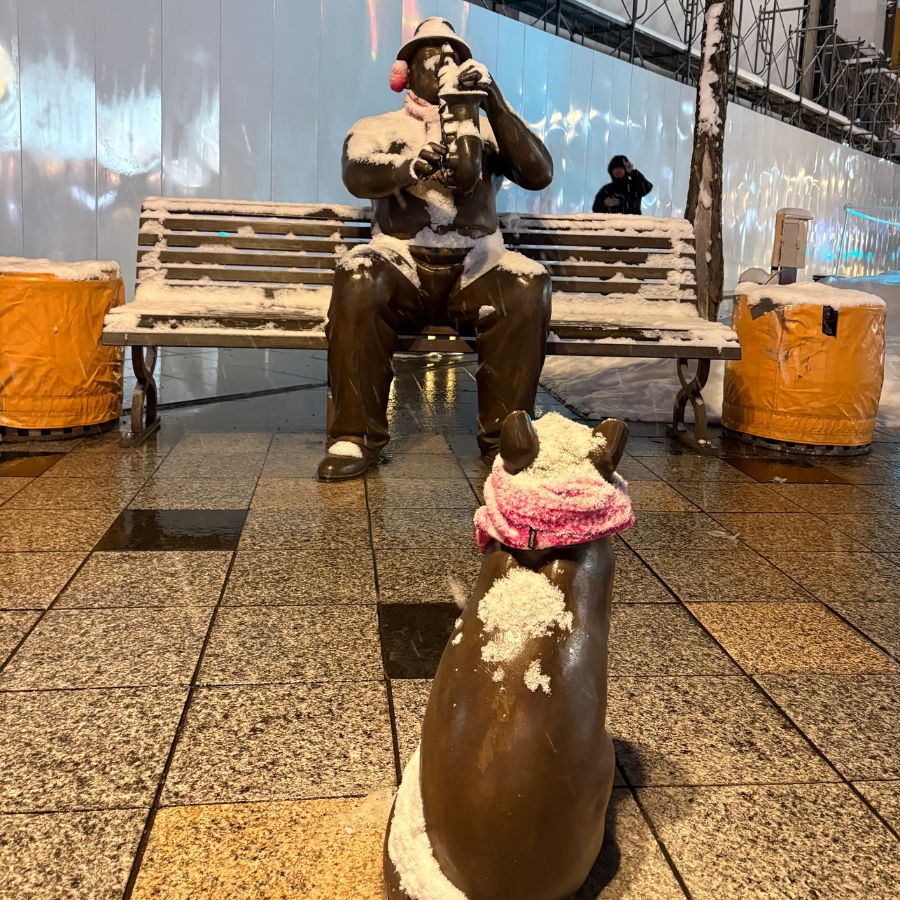 Street ice sculptures during Asahikawa winter festival