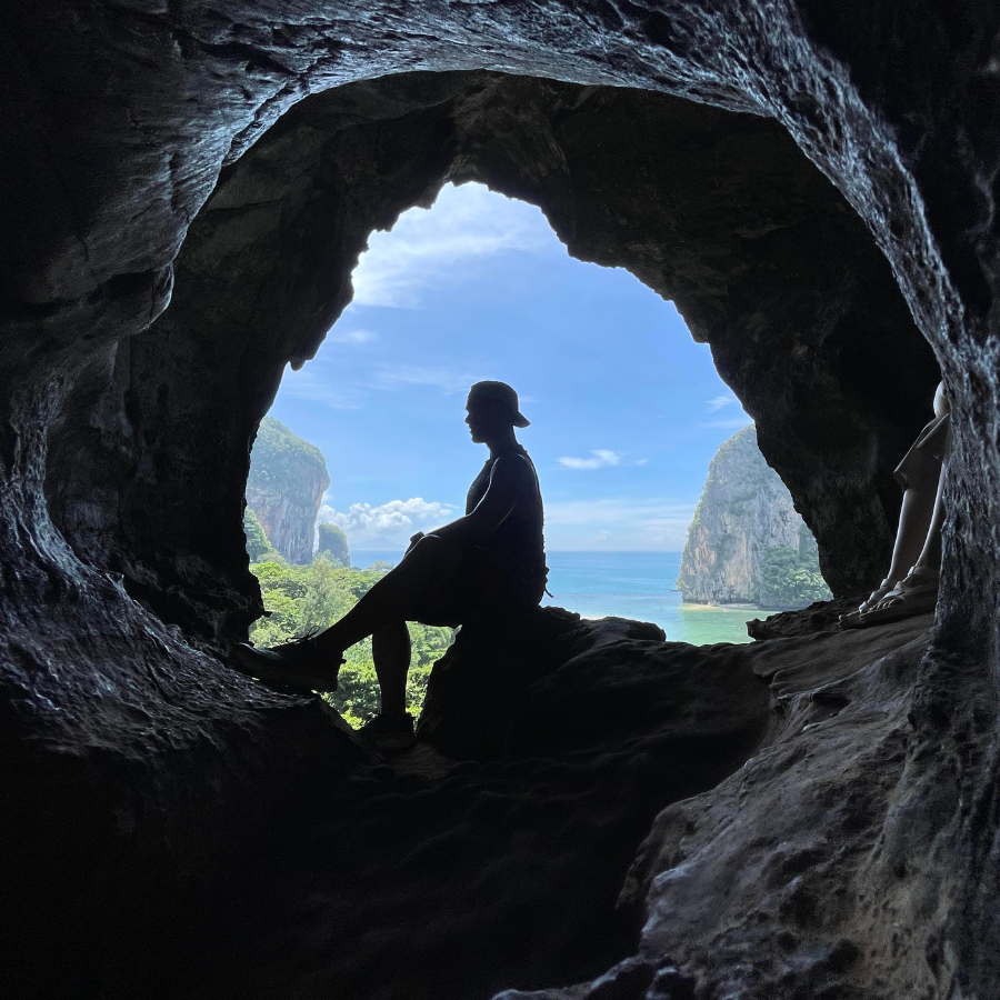 Famous Bat Cave at Railay Beach, Krabi, Thailand with stunning rock formations