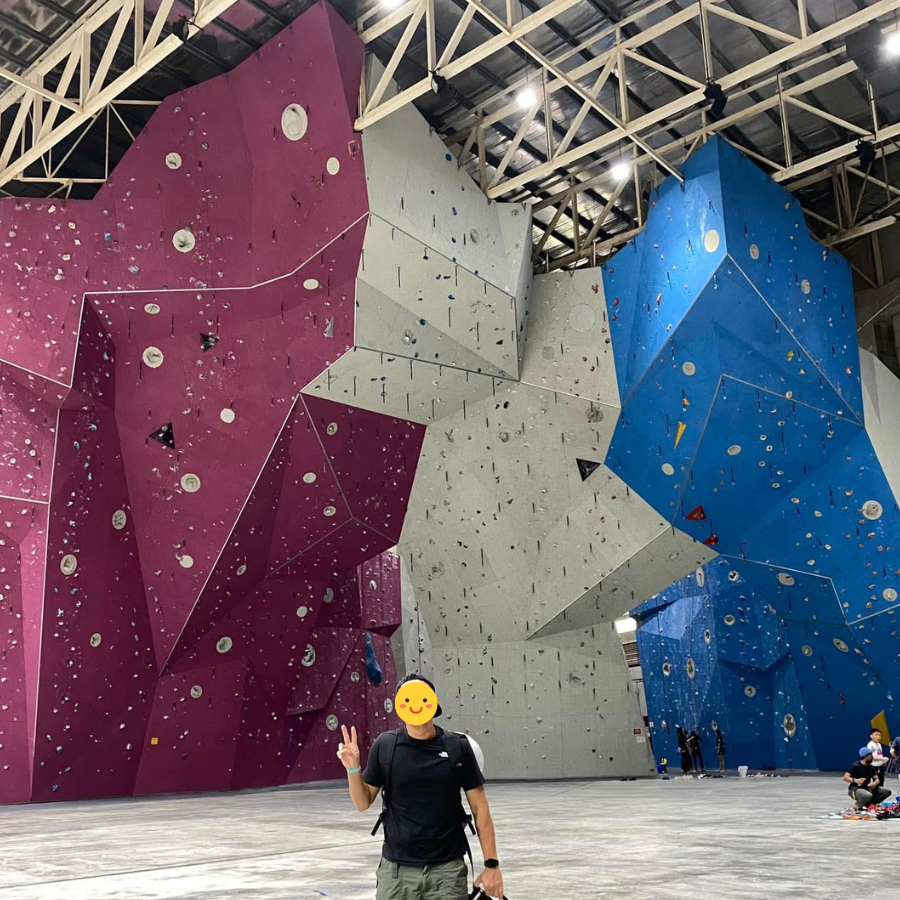 Massive indoor climbing wall at Taman Cabaran Challenger Park, Malaysia with ByrdieOnTheRocks