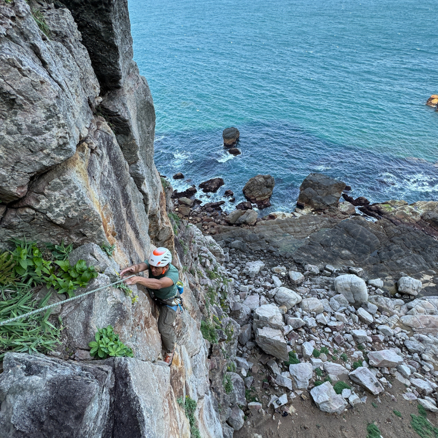 Climber is enjoying the climb at Longdong