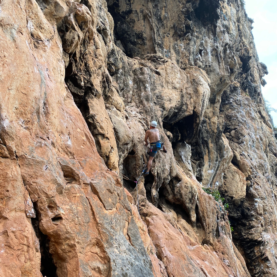 Thaiwand Wall at Railay Beach, a scenic limestone climbing spot