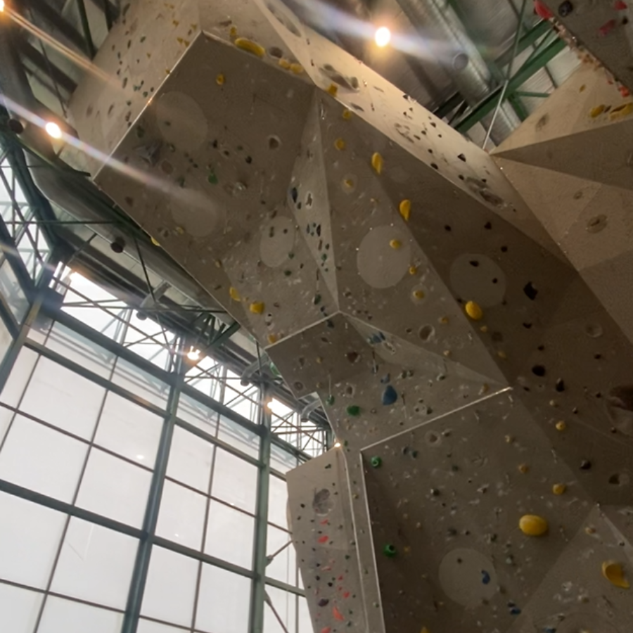 Overhang climbing wall at Camp5 indoor gym in KL, Malaysia