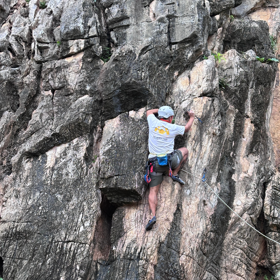Climber on popular routes at Gua Damai Malaysia