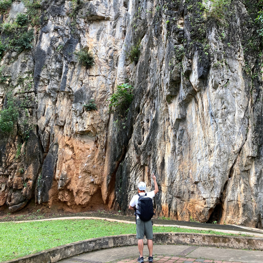 Climber enjoying time at Gua Damai outdoor climbing area