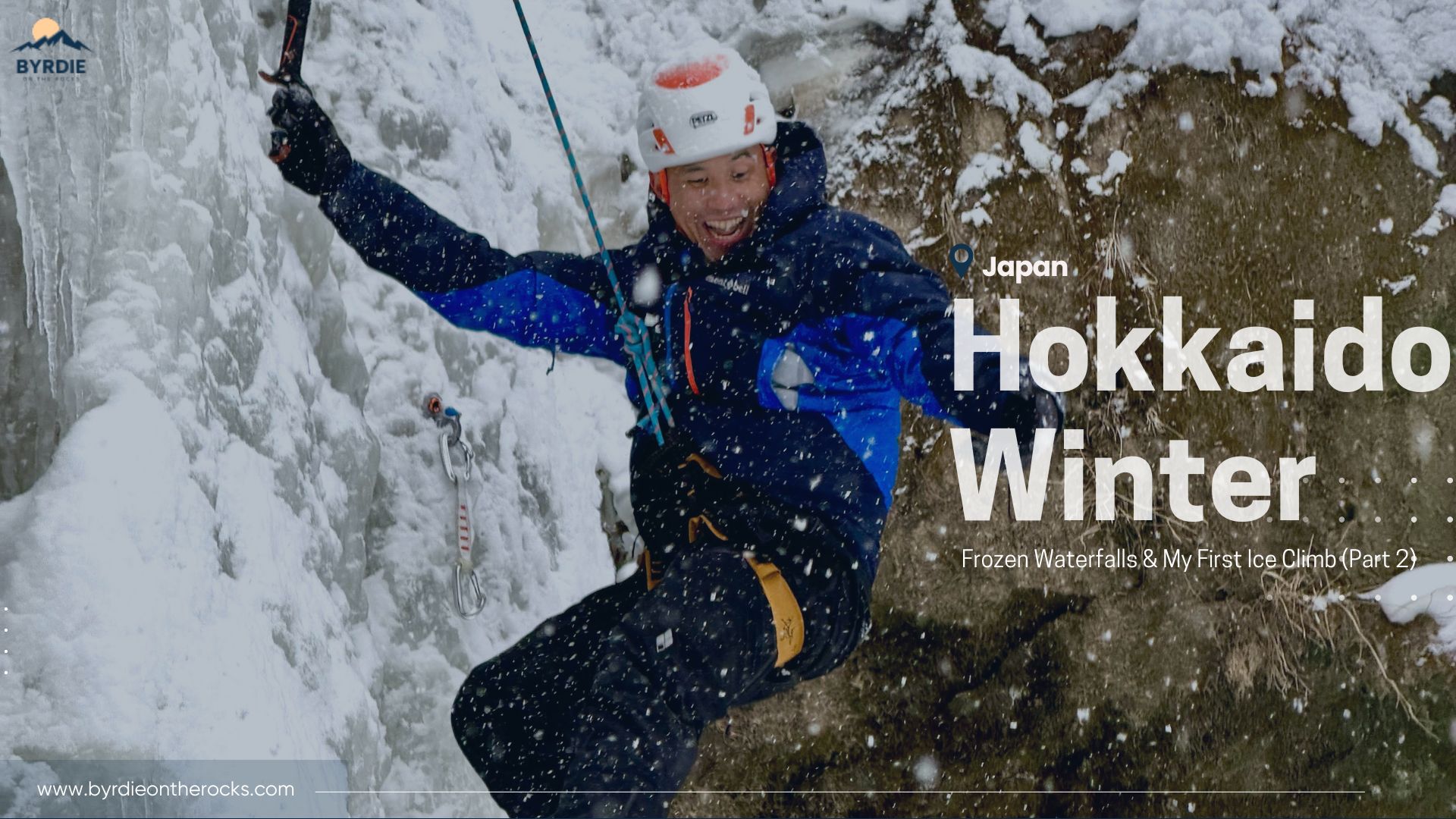 ByrdieOnTheRocks ice climbing in Hokkaido, Japan