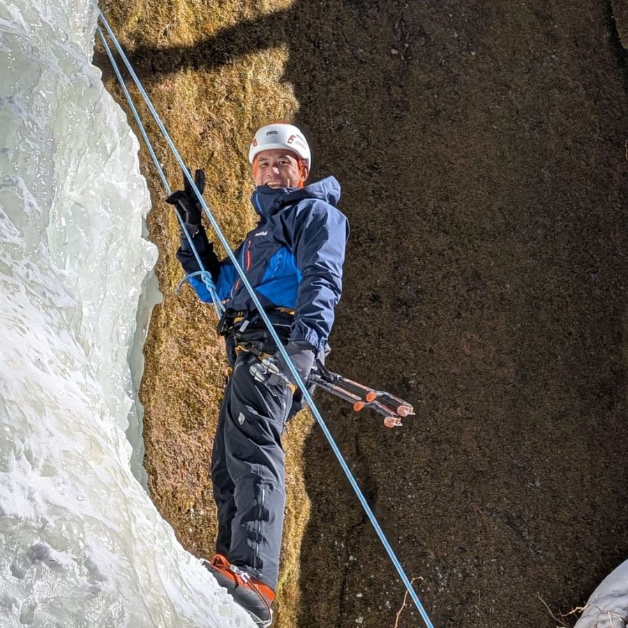first time ice climbing in Hokkaido