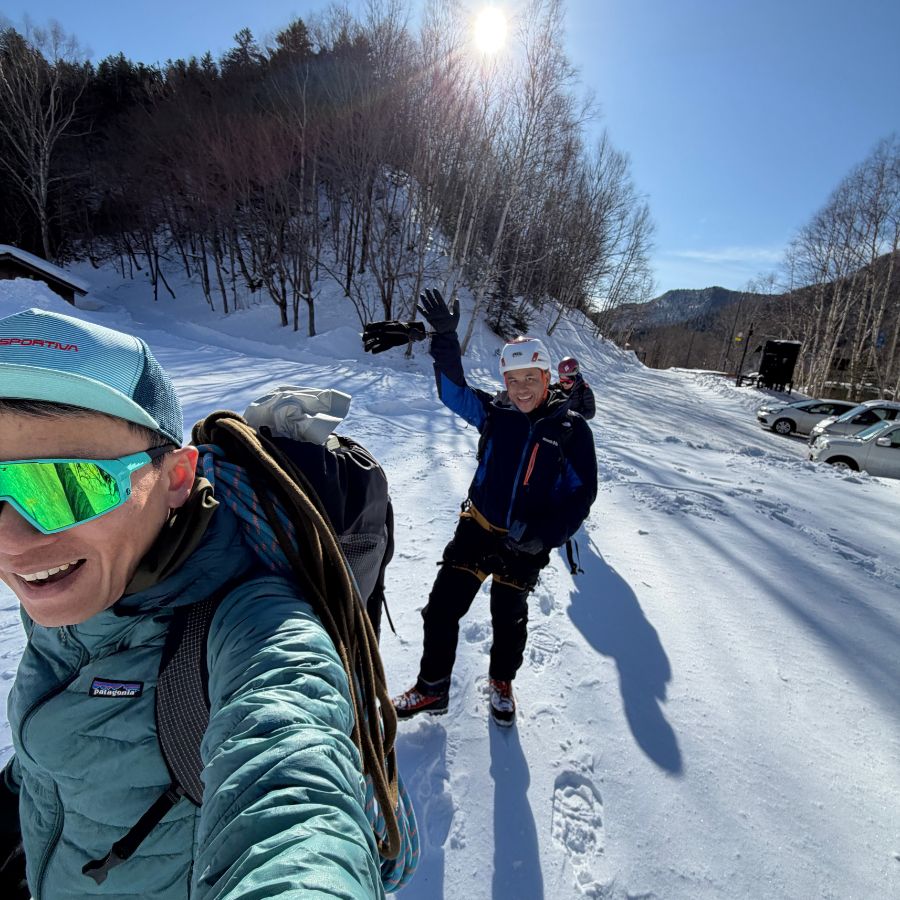 sunny winter day in snowy Hokkaido mountain landscape