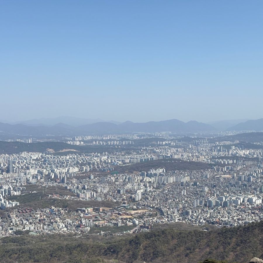 Seoul skyline viewed from Insubong climbing routes