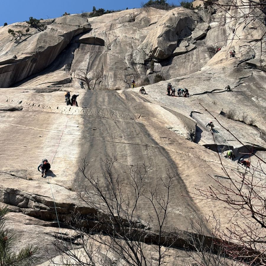 many climbers already on the wall at Insubong