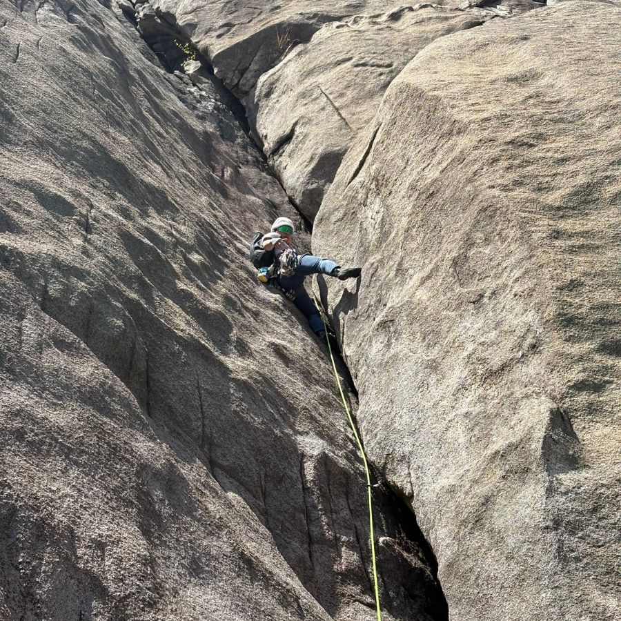 crack climbing on Chouinard A in Korea