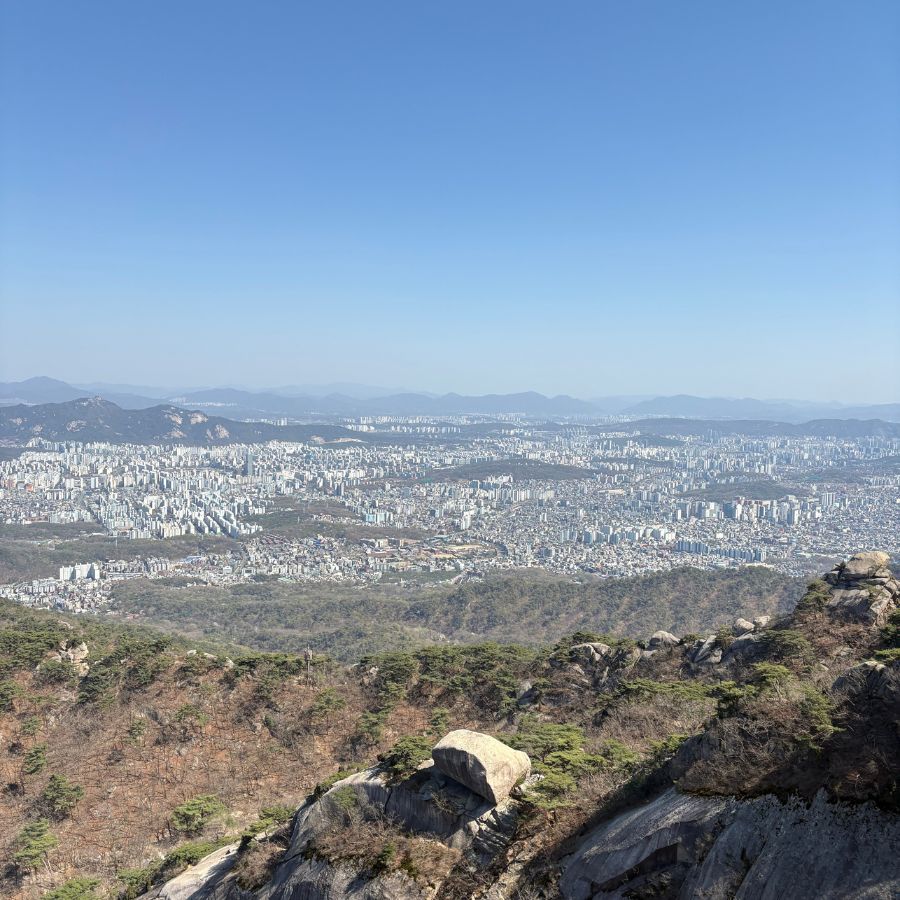 Seoul skyline viewed from the mountain top