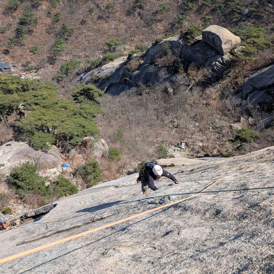 Climbing at Insubong Peak in Bukhansan National Park, South Korea