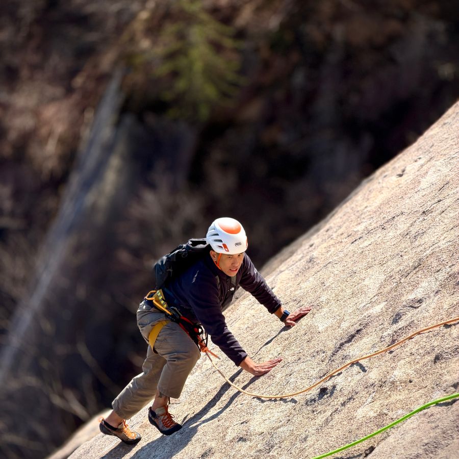 climbing slabs at Insubong in Korea