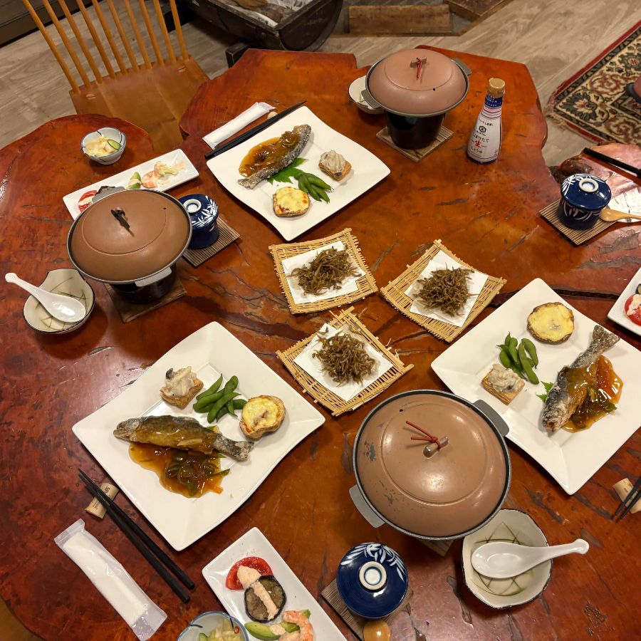 Homemade Japanese meal at Iwane Sanso