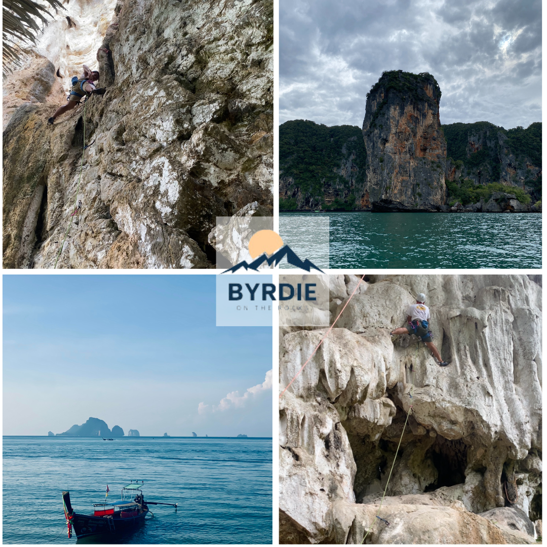 Byrdie climbing on Day 1 at the North Wall in Krabi, Thailand