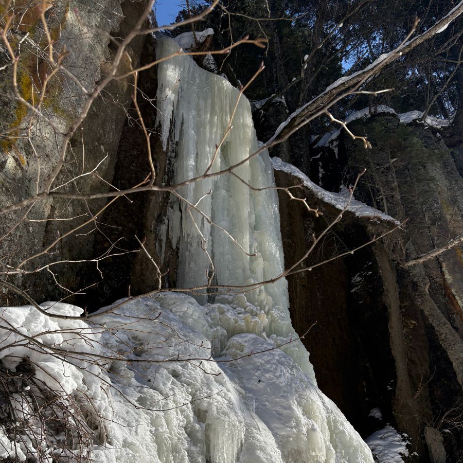 close up of frozen waterfall ice texture Hokkaido