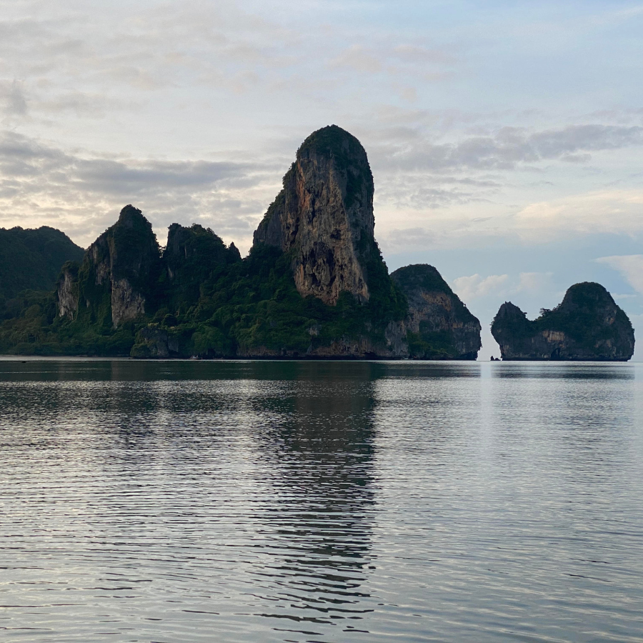 Clear skies and peaceful view of Railay Beach, Krabi, Thailand