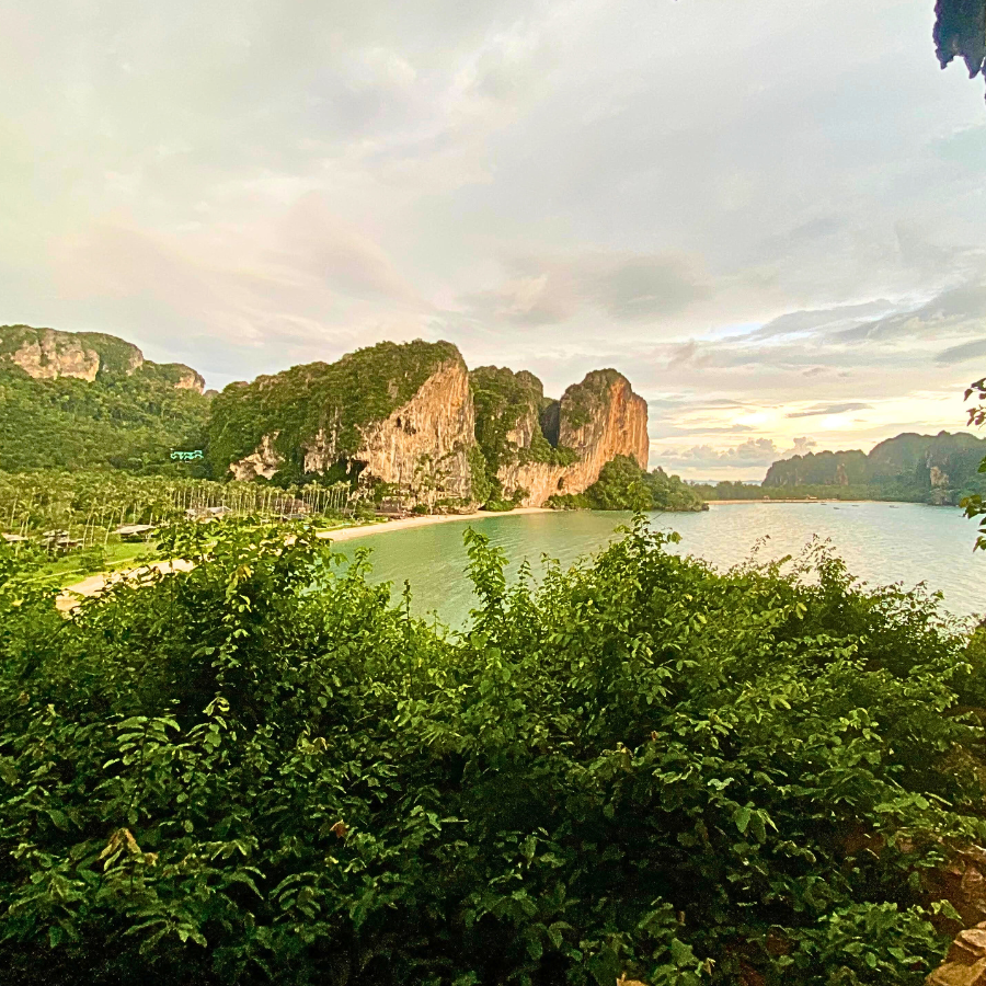 Vibrant sunset sky over Railay Beach in Krabi, Thailand