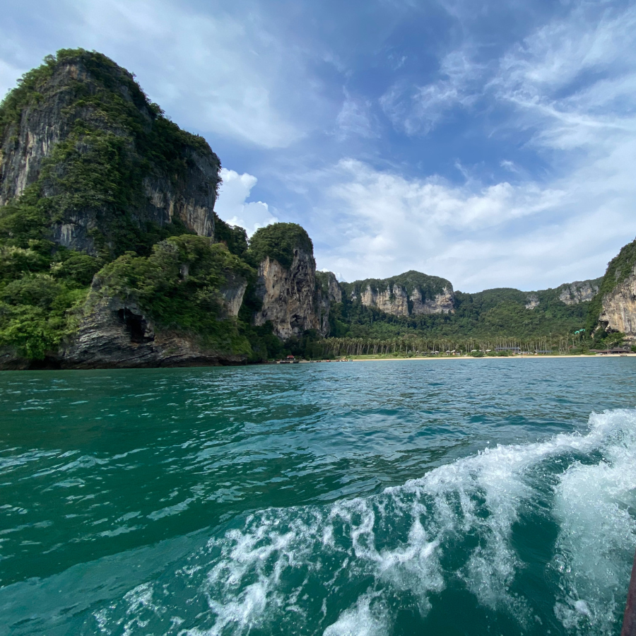 Bright blue sky reflecting on the turquoise waters of Railay Beach