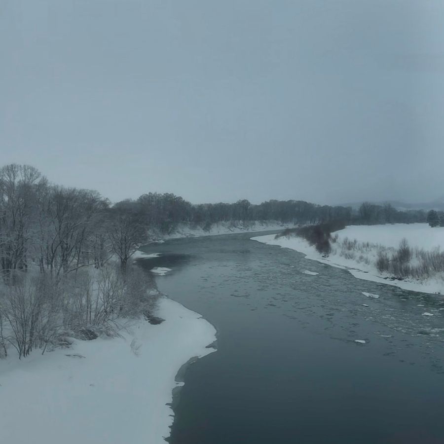 Hokkaido frozen winter lake