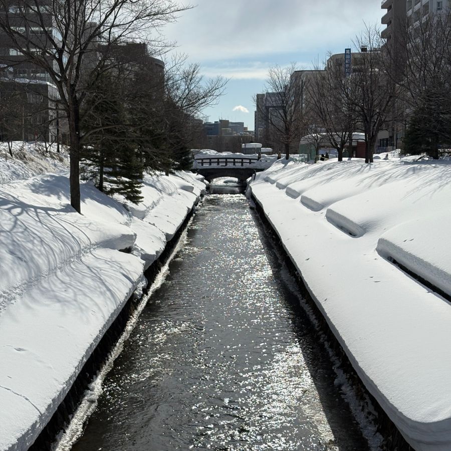Sapporo snowy city stream