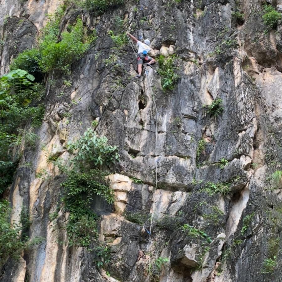 Climber looking at skyline from Sweet Maria