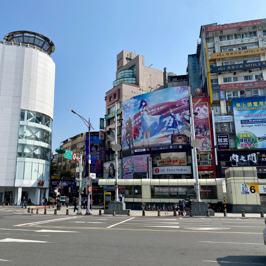 Bright neon signs in Ximending pedestrian shopping zone
